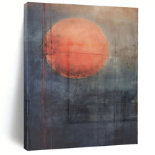 Load image into Gallery viewer, Large - Scale Red - Gray Abstract Sun Art for Minimalist Home & Art Gallery LargeART0452