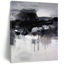 Load image into Gallery viewer, Grand Black - White Monochrome Drip Abstract Acrylic Art for Gallery Wall & Executive Office LargeART0376