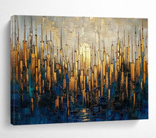 Load image into Gallery viewer, Golden Cityscape Large - scale acrylic painting DLZ172