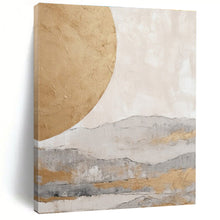 Load image into Gallery viewer, Custom Large Gold Sun and Mountains - Perfect for Zen - Inspired Living Room & Asian - Fusion Restaurant LargeART0745