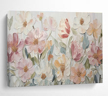Load image into Gallery viewer, Pastel Floral Textured Abstract Painting on Canvas - “Soft Garden” DKH673