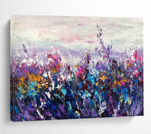 Load image into Gallery viewer, Hand - painted Substantial Purple - Toned Flower Field Acrylic Art for Dreamy Family Rooms LargeART1777