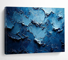 Load image into Gallery viewer, Textured Blue Abstract Painting on Canvas - “Deep Blue Textures” DKH758