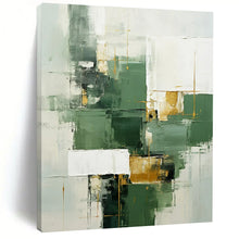 Load image into Gallery viewer, Green & Gold Geometric Abstract Art, Good for Modern Living Room & Art Gallery Display LargeART2290