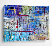 Load image into Gallery viewer, Abstract Grid “Colorful Connections” Painting on Canvas, Modern Line Art DKH849
