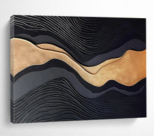Load image into Gallery viewer, Black and Gold Wave Abstract Art for Luxury Bedroom & Opulent Dining Room DKH149