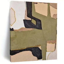 Load image into Gallery viewer, Large - Scale Hand - painted Earthy Tones Geometric Collage Acrylic Art for Bohemian Living Spaces LargeART0140