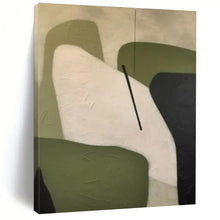 Load image into Gallery viewer, Green & White Geometric Abstract Painting, Ideal for Modern Home Office & Contemporary Lounge LargeART1470