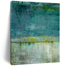 Load image into Gallery viewer, Large - Scale Hand - painted Teal & Green Textured Layers Acrylic Art for Nature - Loving Offices LargeART0182