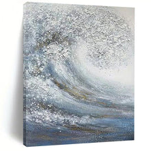 Load image into Gallery viewer, “Swirling Wave with Gold Accents” – Textured, swirling wave in blue and white, with gold hints. DTP337