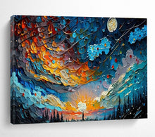 Load image into Gallery viewer, Night Sky “Colorful Cosmos” Painting on Canvas, Dynamic Celestial Art DKH878