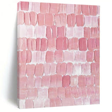 Load image into Gallery viewer, Large - Scale Hand - painted Pink Textured Tiles Acrylic Art for Feminine - Inspired Bedrooms LargeART0178