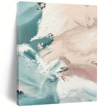 Load image into Gallery viewer, “Blush & Teal Abstract Flow” – Softly Textured Acrylic Painting with Calming Tones DTP277