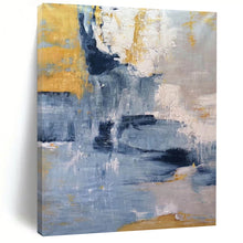 Load image into Gallery viewer, Blue, Gray, and Gold Abstract Fusion – Expressive Acrylic with Metallic Accents DTP253