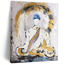 Load image into Gallery viewer, Gold & White Spiritual Abstract Art, Perfect for Zen Living Room & Meditation Space LargeART2098