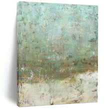 Load image into Gallery viewer, “Teal & Brown Textured Abstract” - Rustic Abstract Art on Canvas DKH1472