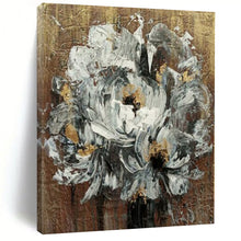 Load image into Gallery viewer, White Flowers with Gold Accents Abstract Canvas Painting, Ideal for Elegant Bedroom & Luxury Living Room LargeART1194