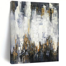 Load image into Gallery viewer, Oversized Gray - Gold Abstract Cityscape Acrylic for Sophisticated Hallway LargeART0299