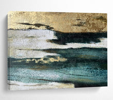 Load image into Gallery viewer, Hand - Painted Blue - Green - Gold Textured Abstract Acrylic Art for Showroom Living Room Art Decoration LargeART1633