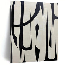 Load image into Gallery viewer, Bold Black - White Abstract Forms Abstract Canvas Painting, Perfect for Minimalist Gallery & Chic Office Reception LargeART1133