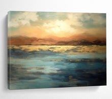 Load image into Gallery viewer, Sunset Over Golden Waters Abstract acrylic painting DLZ055