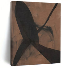 Load image into Gallery viewer, “Dark Ribbons on Brown” - Brown, Black Abstract Art on Canvas DKH1156