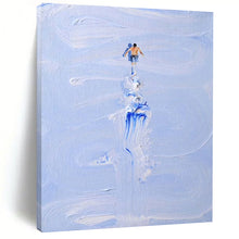 Load image into Gallery viewer, “Figure on Blue Impasto Path” – Small figure on a textured, blue and white impasto “path”. DTP327