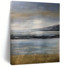 Load image into Gallery viewer, “Misty Coastal Landscape in Blues and Greys” - Atmospheric Seascape Art on Canvas DKH1576