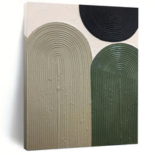 Load image into Gallery viewer, “Textured Arches in Neutral Tones” - Beige, Green, Black Abstract Art on Canvas DKH1166