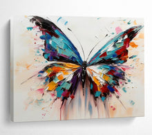 Load image into Gallery viewer, Hand - Painted Colorful Butterfly Impasto Acrylic Art for Vibrant Kid’s Room LargeART1642