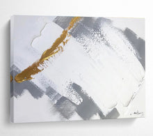 Load image into Gallery viewer, Gold, Gray, and White Abstract Painting for Luxury Living Room & Modern Gallery DKH317