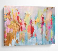 Load image into Gallery viewer, Pastel - Hued Abstract Splash Painting on Canvas - “Dreamy Bursts” DKH643