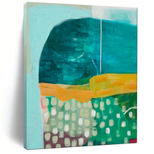 Load image into Gallery viewer, Teal, Orange & Green Abstract Painting, Perfect for Eclectic Living Room & Vibrant Studio LargeART1847