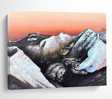 Load image into Gallery viewer, Snow - Capped Mountains with Orange Sky Abstract Painting on Canvas - “Mountain Dream” DKH651