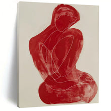 Load image into Gallery viewer, Line - Art Abstract Figure Art, Red - Toned Minimalist Painting for Contemporary Bedroom & Art Gallery LargeART2228