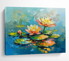 Load image into Gallery viewer, Impasto Water Lilies in Bright Colors Abstract acrylic painting DLZ088