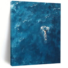 Load image into Gallery viewer, Solitary Swimmer in Blue Acrylic Art, Perfect for Beach House Bedroom & 冥想 Yoga Studio LargeART1065