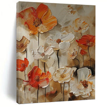 Load image into Gallery viewer, “Bold Floral Impasto” - Orange, White, and Brown Flower Art on Canvas DKH1399