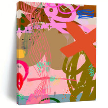 Load image into Gallery viewer, Playful Pink and Green Abstract Painting, Perfect for Creative Kids’ Playroom & Lively Café LargeART1857
