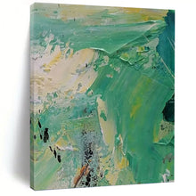 Load image into Gallery viewer, “Abstract Green and Yellow Landscape” - Green, Yellow, Blue Abstract Art on Canvas DKH1270