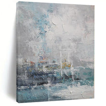 Load image into Gallery viewer, Impressionistic Coastal Harbor Abstract Canvas Painting, Great for Beach House Dining Room & Nautical - Themed Spa LargeART1117