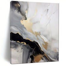 Load image into Gallery viewer, Gold & Gray Abstract Fluid Painting, Ideal for Luxe Living Room & Sophisticated Office LargeART2065