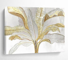 Load image into Gallery viewer, Gold & Silver Tropical Leaves - Chic Living Room Art LargeART1560