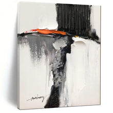 Load image into Gallery viewer, Black & Orange Abstract Figure Art, Ideal for Modern Bedroom & Artistic Nook LargeART2089