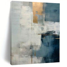 Load image into Gallery viewer, Blue - Gray with Gold Accents Abstract Canvas Painting, Perfect for Modern Living Room & Chic Office LargeART1205