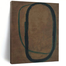 Load image into Gallery viewer, “Oval Line Overlap” - Brown, Green, Black Abstract Line Art on Canvas DKH1153