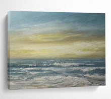 Load image into Gallery viewer, Golden Horizon Over the Waves Abstract acrylic painting DLZ033