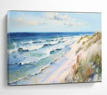 Load image into Gallery viewer, Hand - painted Coastal Beach Scene Acrylic Art for Nautical - Themed Dining Rooms LargeART1697