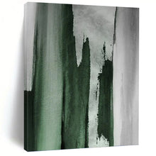 Load image into Gallery viewer, “Emerald Strokes on Grey” - Green, Grey Abstract Art on Canvas DKH1216