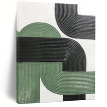 Load image into Gallery viewer, “Intertwined Green and Black Arches” - Green, Black Abstract Art on Canvas DKH1171